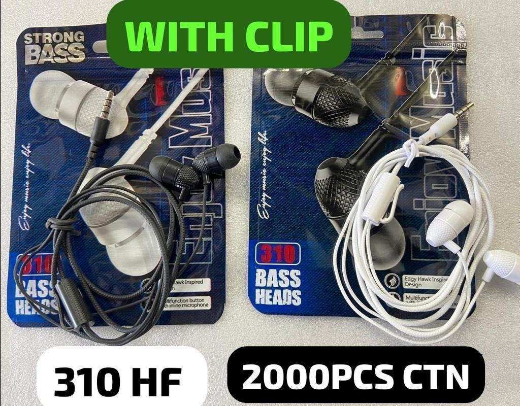 BASS HEADS 310 WIRED EARPHON WHITH CLIP