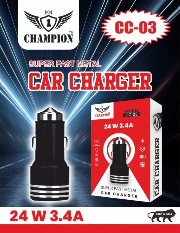CHAMPION 3.4amp  24w pd     v8 pin car charger