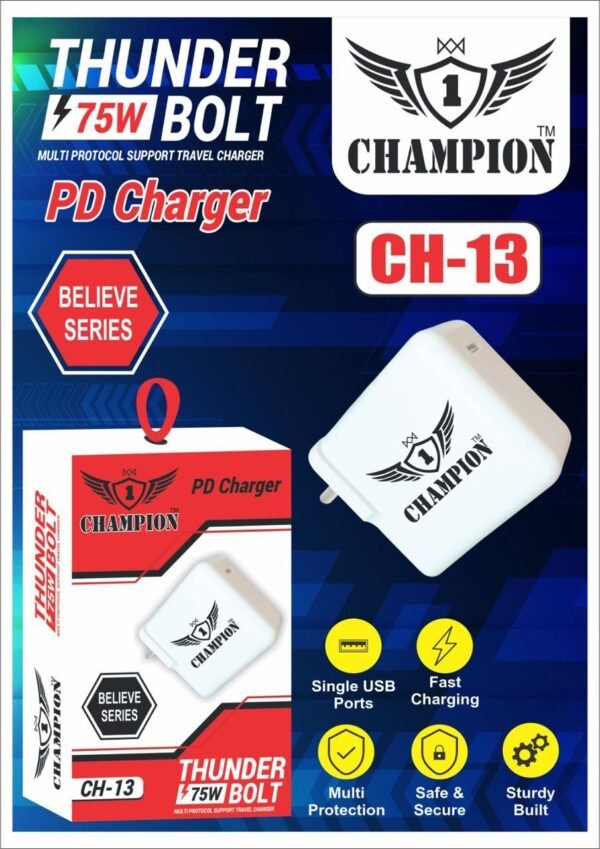 CHAMPION CH13 75W SINGLE USB CHARGER