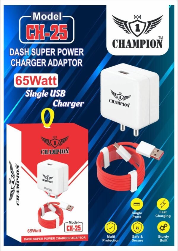 CHAMPION CH 25  65W SINGLE USB  SUPERVOOC CHARGER