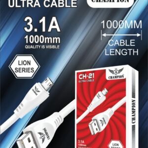 champion 3.1AMP micro pin fast data cable with life time warranty box pecking