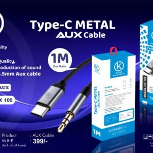 koat type c to aux cable metal  with 1 tear warranty