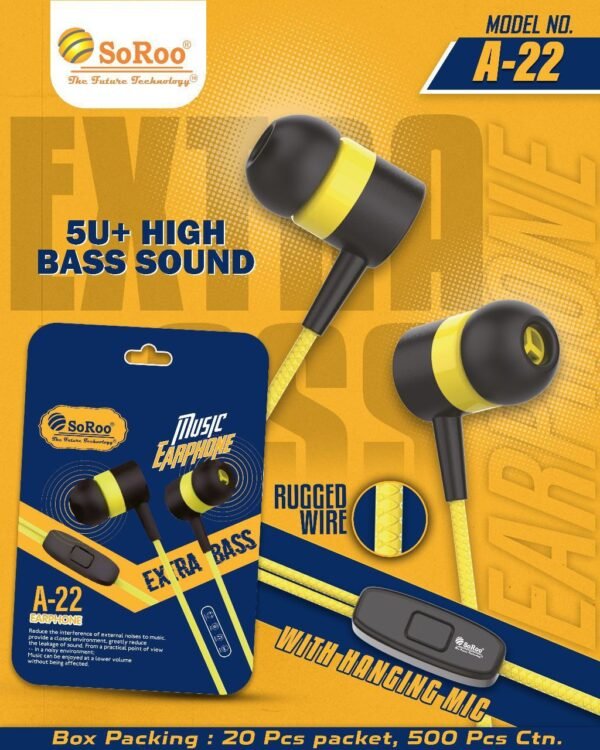 SOROO A 22  EXTRAA BASS WIRED EARPHONE