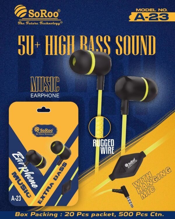 SOROO A23 HIGH BASS SOUND WIRED EARPHONE