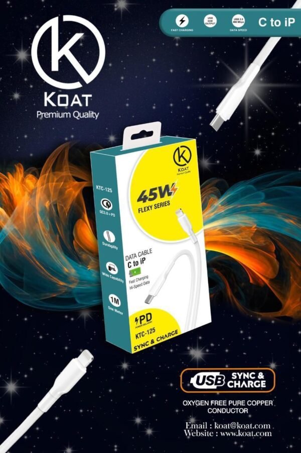 koat  ktc125 45 w c to iphone fast cable with warranty
