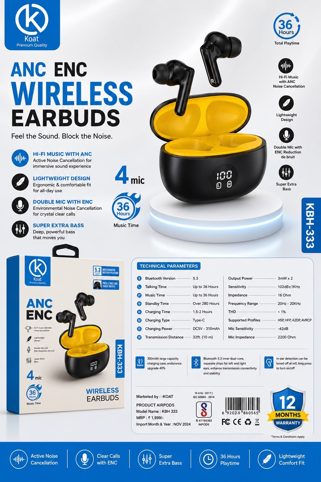 KOAT 333 WITH 1 YEAR WARRANTY