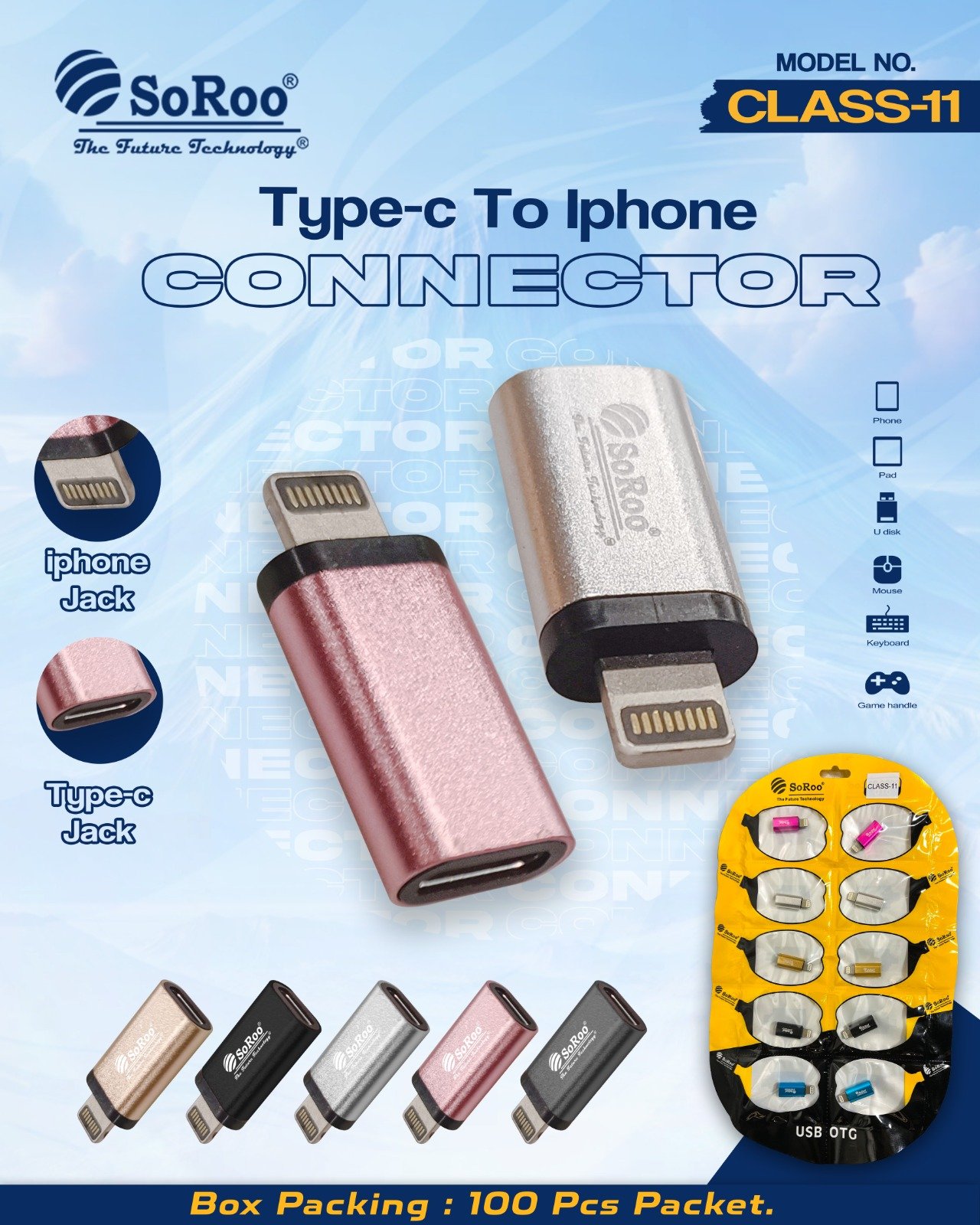 SOROO CLASS 11 TYPE C TO IPHONE PIN 10 PES SET