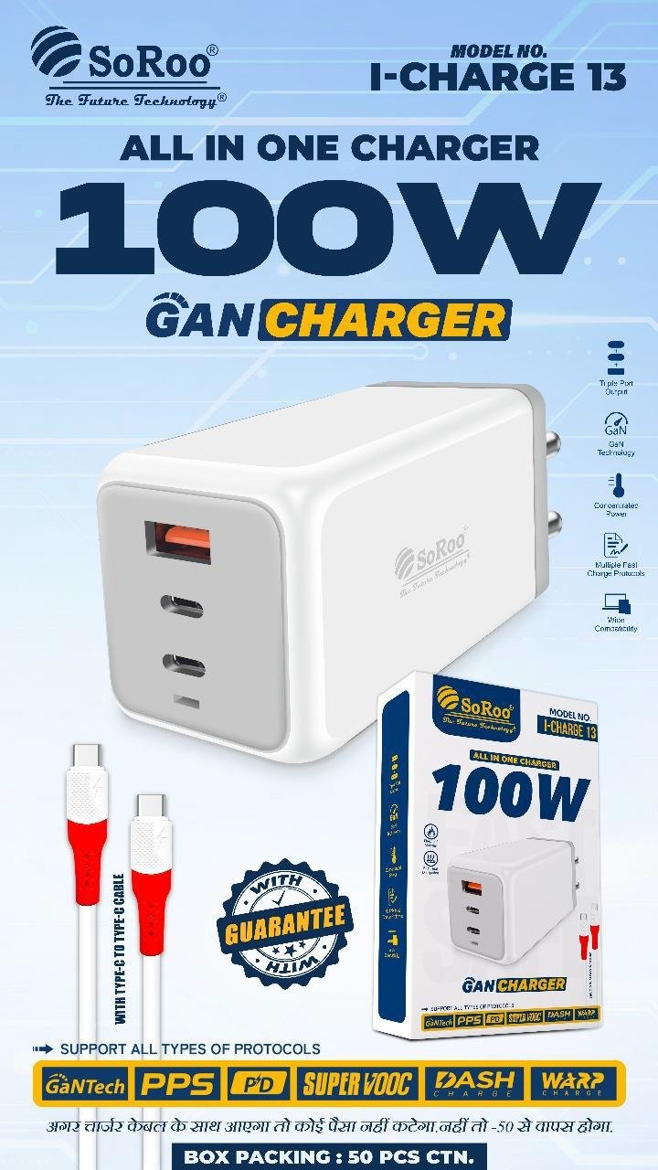 SOROO I CHARGE 13 100W ALL IN ONE CHARGER GAN