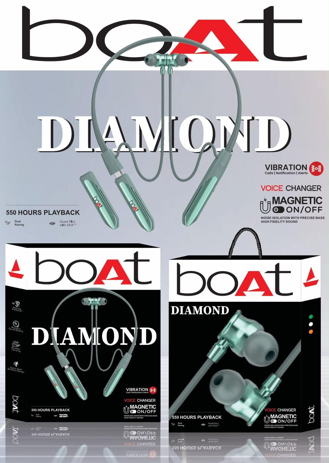 boAt Rockerz diamond dual bettery wireless neckband