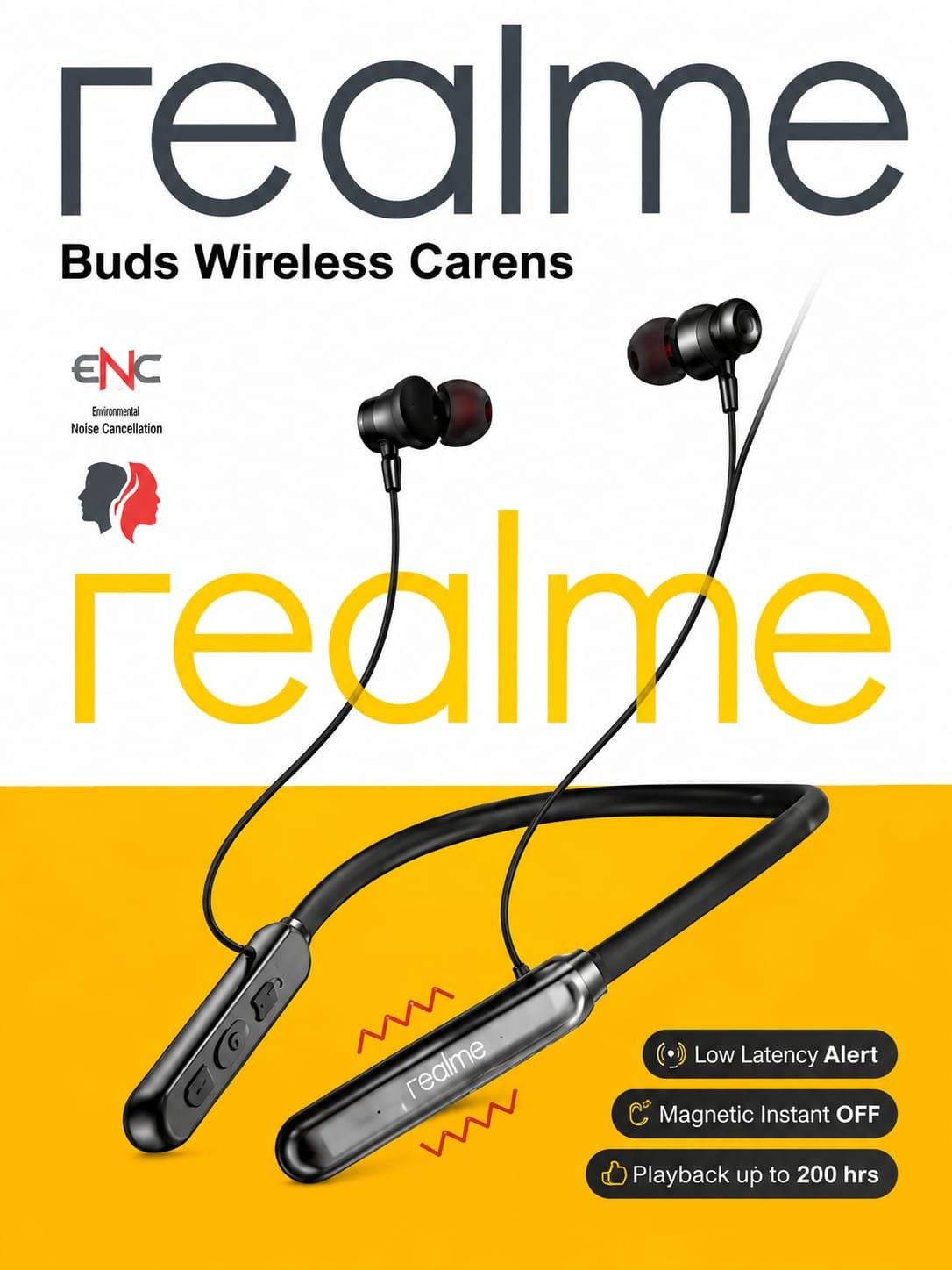 realme buds wireless carens on/off neckband