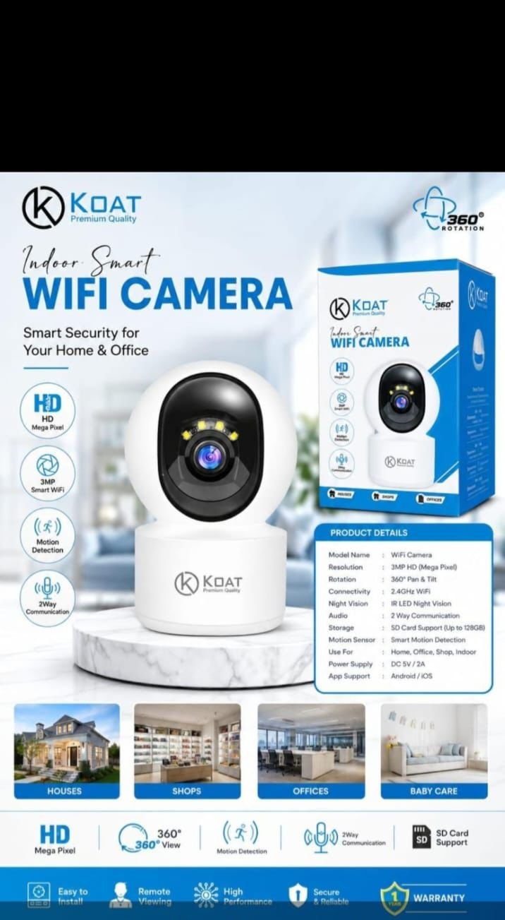 KOAT WIFI CAMERA HD WITH 1 YEAR WARRANTY
